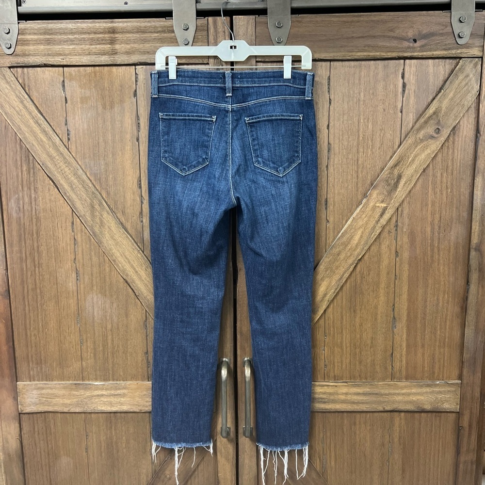 L'AGENCE Straight Leg Distressed Denim Raw Fray Ankle Hem Jeans Size 26 - Picture 3 of 6